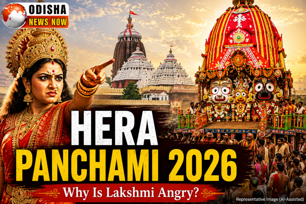 Goddess Lakshmi visits Gundicha Temple during Hera Panchami 2026 as part of the Rath Yatra celebrations in Puri, Odisha.