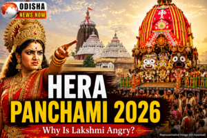 Goddess Lakshmi visits Gundicha Temple during Hera Panchami 2026 as part of the Rath Yatra celebrations in Puri, Odisha.